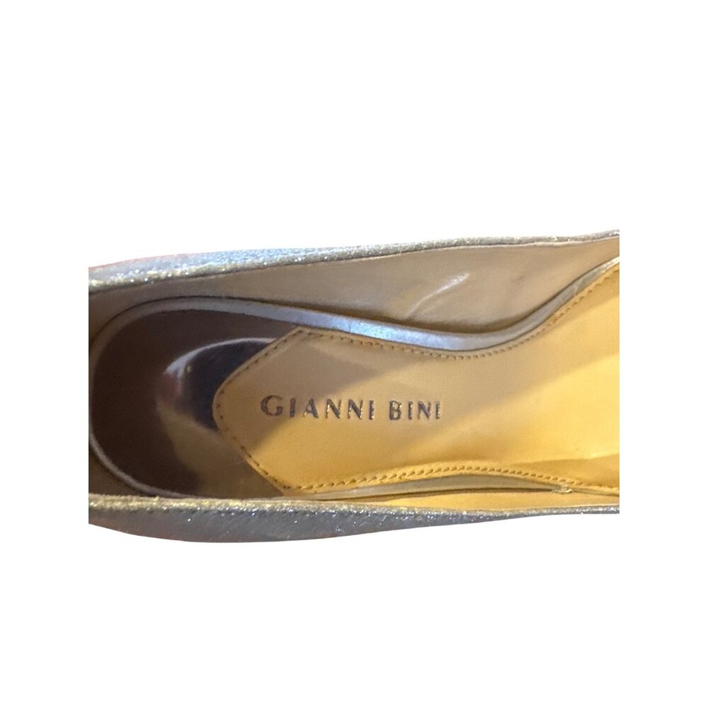 Gianni Bini Silver Glitter Platform Pumps High Heels Women's Sz 9M Holiday Party - Picture 3 of 8